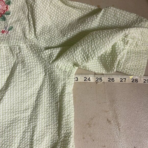 Vintage Mint Green FLoral Embroidered Secret treasure nightgown Mumuu large - Picture 7 of 7